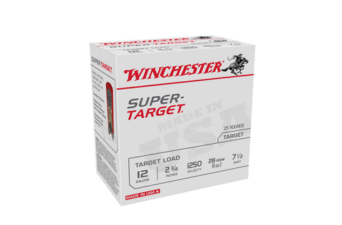 Winchester SUPER TARGET 12GA 1250FPS 75 23/4 28GM per BOX 25