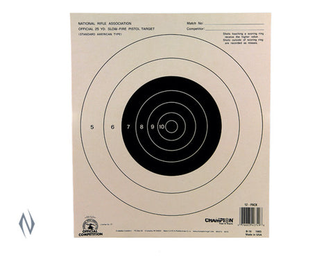 CHAMPION TARGET NRA 25YD PISTOL SLOW FIRE 100 PACK