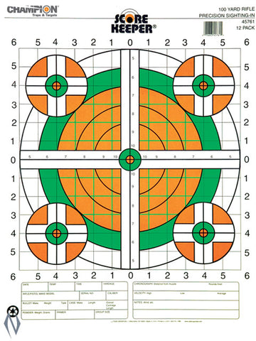 CHAMPION TARGET 100YD SIGHT IN RIFLE FLURO 12 PACK